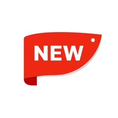 Poster - Red label new icon. Retail and product promotion marketing symbol with special advertising note vector sign