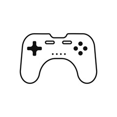Poster - Black game joystick icon. Electronic gamepad with control buttons for comfortable entertainment with connection to vector console