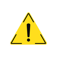 Poster - Attention triangle signs. Yellow exclamation symbols for caution and possible danger message about alarm and violations in work vector processes