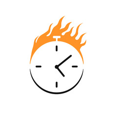 Poster - Burning clock icon. Symbolic project deadline and symbol of vigorous impulse to work with creative vector energy