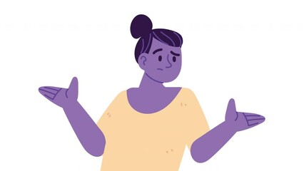 Wall Mural - purple woman with doubts animation