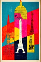Paris Eiffel Tower Landscape - Pop Art Poster Background