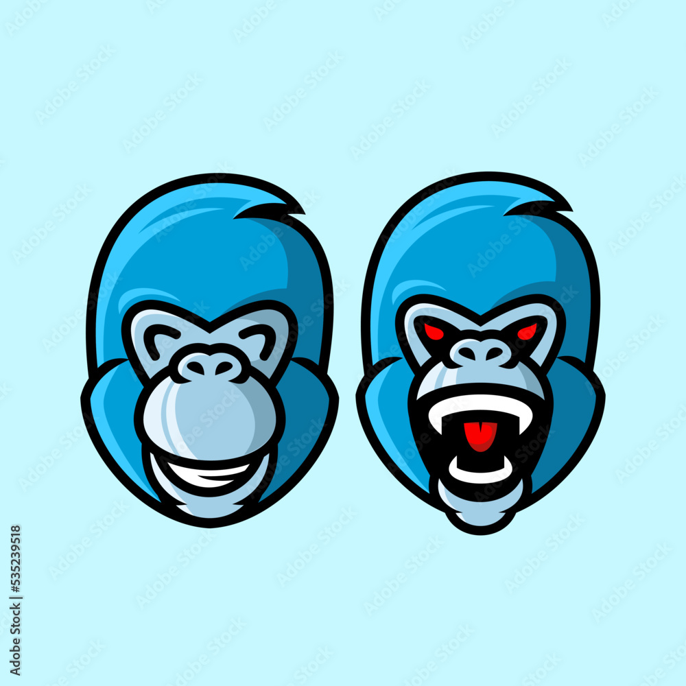 Gorilla head cartoon mascot, flat design style Stock Vector | Adobe Stock