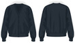 Knit cardigan black v neck with button front and back view, vector mockup illustration
