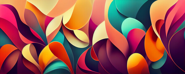 Colorful abstract panorama wallpaper background with round shapes and forms