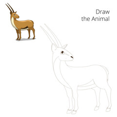 Wall Mural - Draw animal gazelle educational game PNG illustration with transparent background