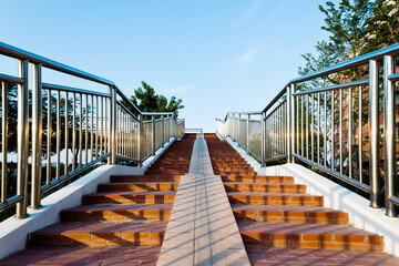 Canvas Print - Stainless steel railing and staircase