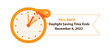 © Tsareva.pro - Daylight Saving Time Ends November 6, 2022 Web Banner Reminder. Vector illustration with clocks turning an hour back