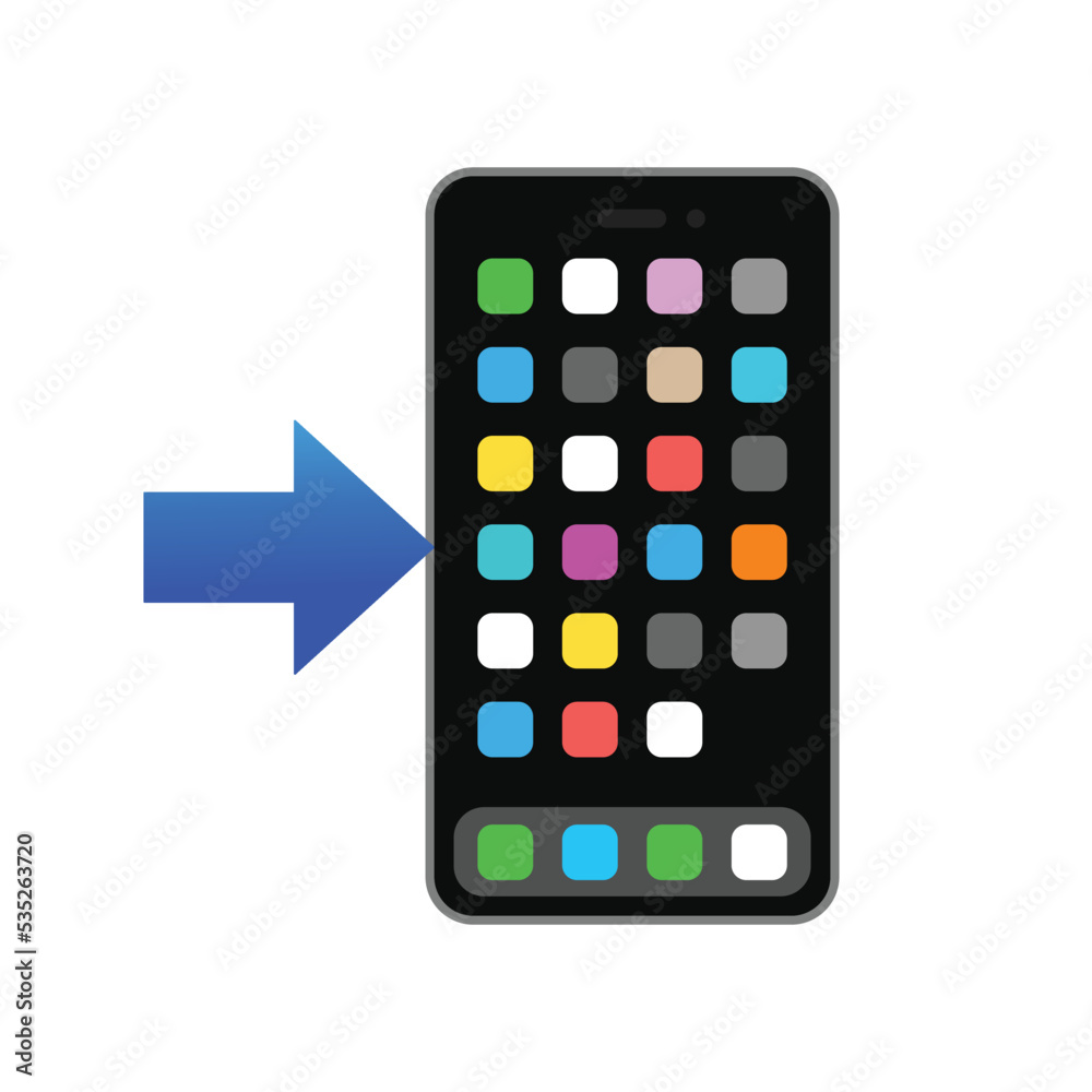 Phone with arrow emoji icon. Gadget symbol modern, simple, vector, icon for website design, mobile app, ui. Vector Illustration