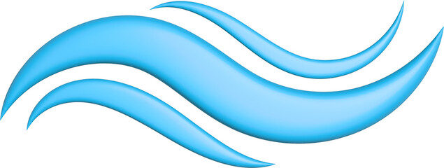 Poster - 3d rendering wave icon. illustration with shadow isolated on white.