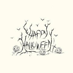 Canvas Print - Hand Draw Sketchy Text for Halloween. Happy Halloween Poster, Greeting Card, Party Invitation Card.