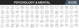 Fototapeta  - Psychology and mental line icons collection. Big UI icon set in a flat design. Thin outline icons pack. Vector illustration EPS10