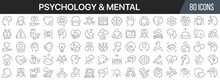 Psychology And Mental Line Icons Collection. Big UI Icon Set In A Flat Design. Thin Outline Icons Pack. Vector Illustration EPS10