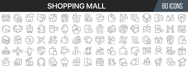 Aufkleber - Shopping mall line icons collection. Big UI icon set in a flat design. Thin outline icons pack. Vector illustration EPS10