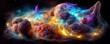 Multicolored nebulae in space. Many stars illustration. Generative AI