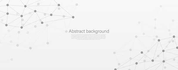 Poster - Design black and white abstract polygonal background and connecting dots and lines global network connection with copy space for your text.