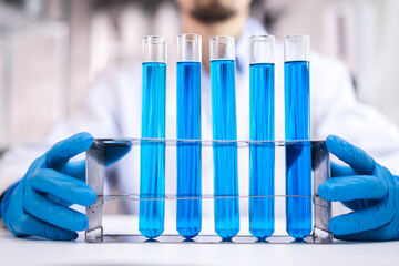 Wall Mural - health care researchers working in life science laboratory, medical science technology research work