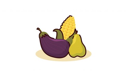 Sticker - fresh vegetables autumn season animation