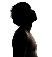 Wall Mural - half-person silhouette in prayer gesture on white background