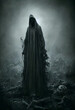 Grim reaper , creepy graveyard. Digital art