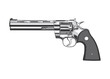 Vector illustration of a colt or magnum revolver on a white isolated background in monochrome