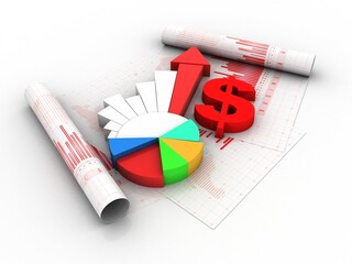 Poster - 3d rendering Stock market online business concept