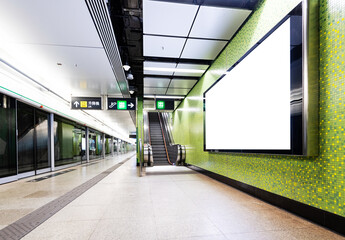 Wall Mural - Blank billboard in subway station of city