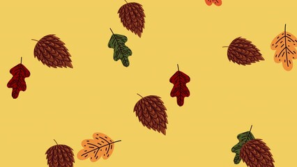 Sticker - autumn season leafs pattern animation