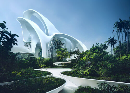 modern organic architecture concept, fictional architecture created with generative ai