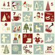 Christmas advent calendar with Christmas symbols. Winter holidays poster