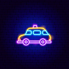 Wall Mural - Taxi Cab Neon Sign. Vector Illustration of Country National Promotion.