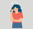 © SomethingCool! - Depressed woman feels depression, anxiety and stress. Sad girl with emotional overload experiences burnout, dementia and amnesia. Concept of mental health disorder or illness. Vector illustration