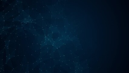 Poster - motion graphic of blue dot and line connection with polygonal technology on abstract background conc