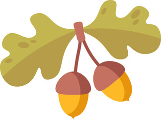 Wall Mural - Acorns with leaves icon. Vector illustration