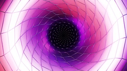Poster - Blue and pink tunnel. Design.A bright animation in which a bright empty corridor with illuminated walls is scattered by waves.