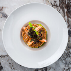 Sticker - Shrimp Risotto with Shrimp Decoration on Plate