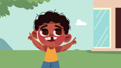 Poster - little afro boy kid character animation