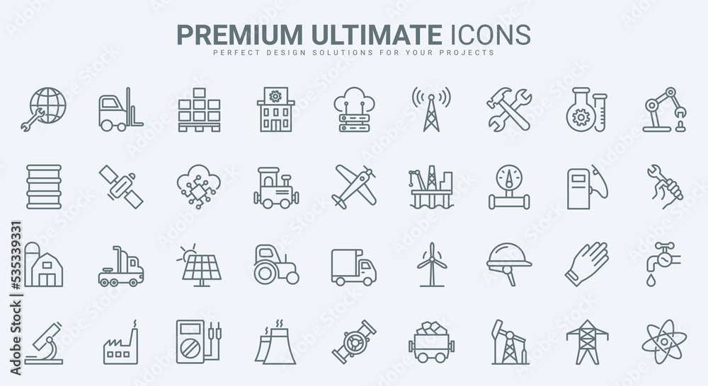 Industry thin line icons set vector illustration. Outline factory ...