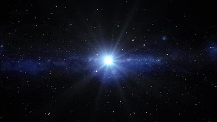 Wall Mural - Traveling through space to a distant blue star.	