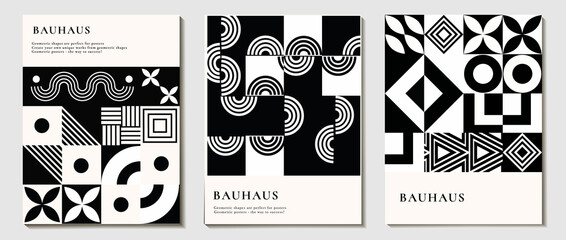 set of abstract background, geometric shape pattern. modern design, circle, line in the style of minimalism. for print. banner, web, business ideas. vector art illustration. style bauhaus