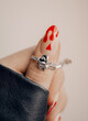 Beautiful art manicure. Halloween manicure design ideas. Fashionable valentines day nail design. Stylish red nail.