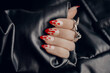 Beautiful art manicure. Halloween manicure design ideas. Nail polish. Fashionable valentines day nail design. Stylish red nails.