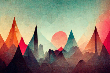 Wallpaper illustration of a mountain landscape