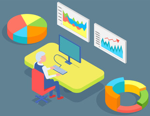 Poster - analytics information and development statistics. web analysis measure, product testing technology. 