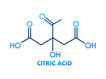 Citric Acid Concept Chemical Formula Icon Label, Text Font Vector Illustration