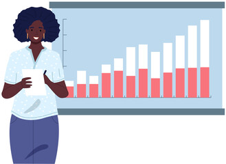 Poster - data analysis research statistics concept. work with statistics, strategy, business development. fem