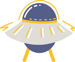 Blue Flying Saucer Great Universe Outer Space Illustration