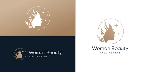 Wall Mural - Woman logo design with creative abstract idea