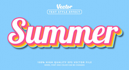 Poster - Editable text effects Summer text with layered color styles and bright and nice color combinations