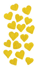 Wall Mural - Golden yellow velvet heart love symbol set isolated art